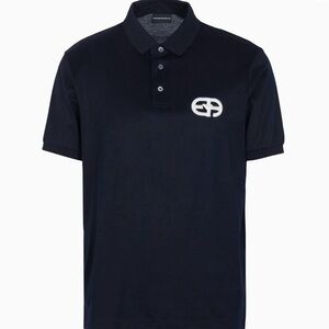 Emporio Armani Lyocell-Blend Jersey Polo Shirt with ASV Logo Raised Embroidery